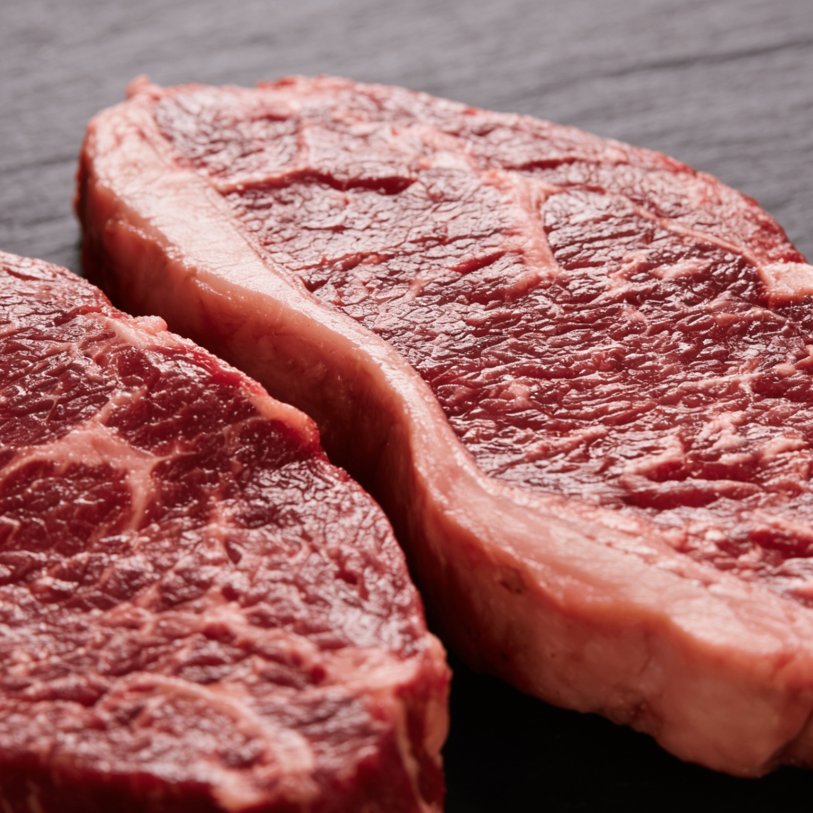 Close-up of halal beef marbling from UK supplier