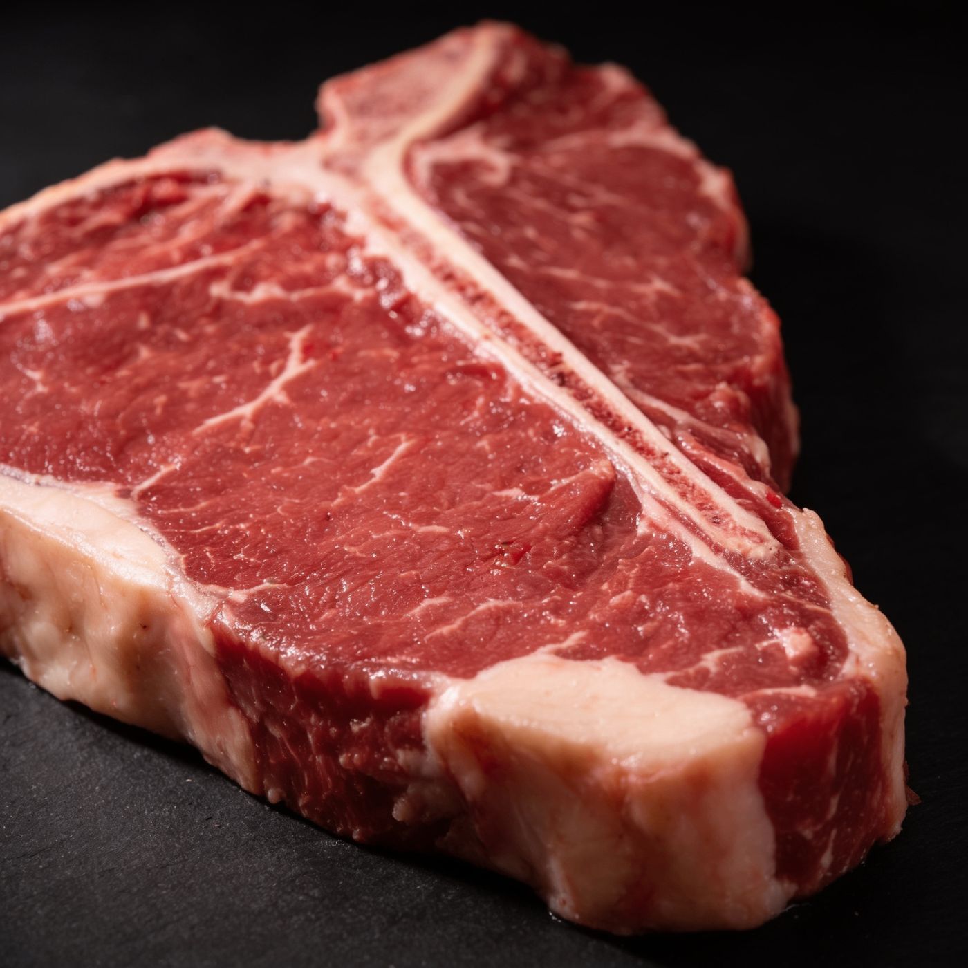 Close-up of halal beef marbling from UK supplier