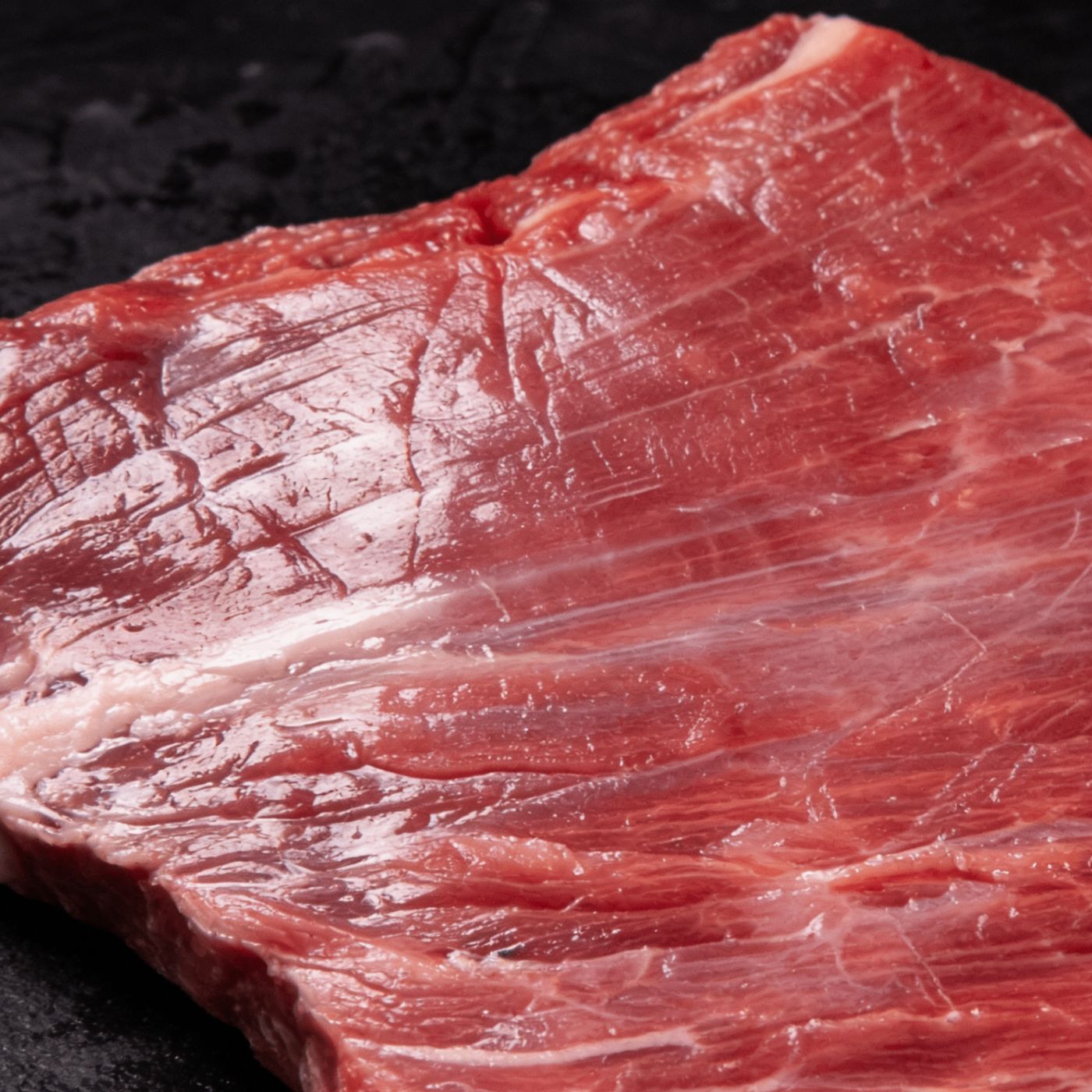Close-up of halal beef marbling from UK supplier