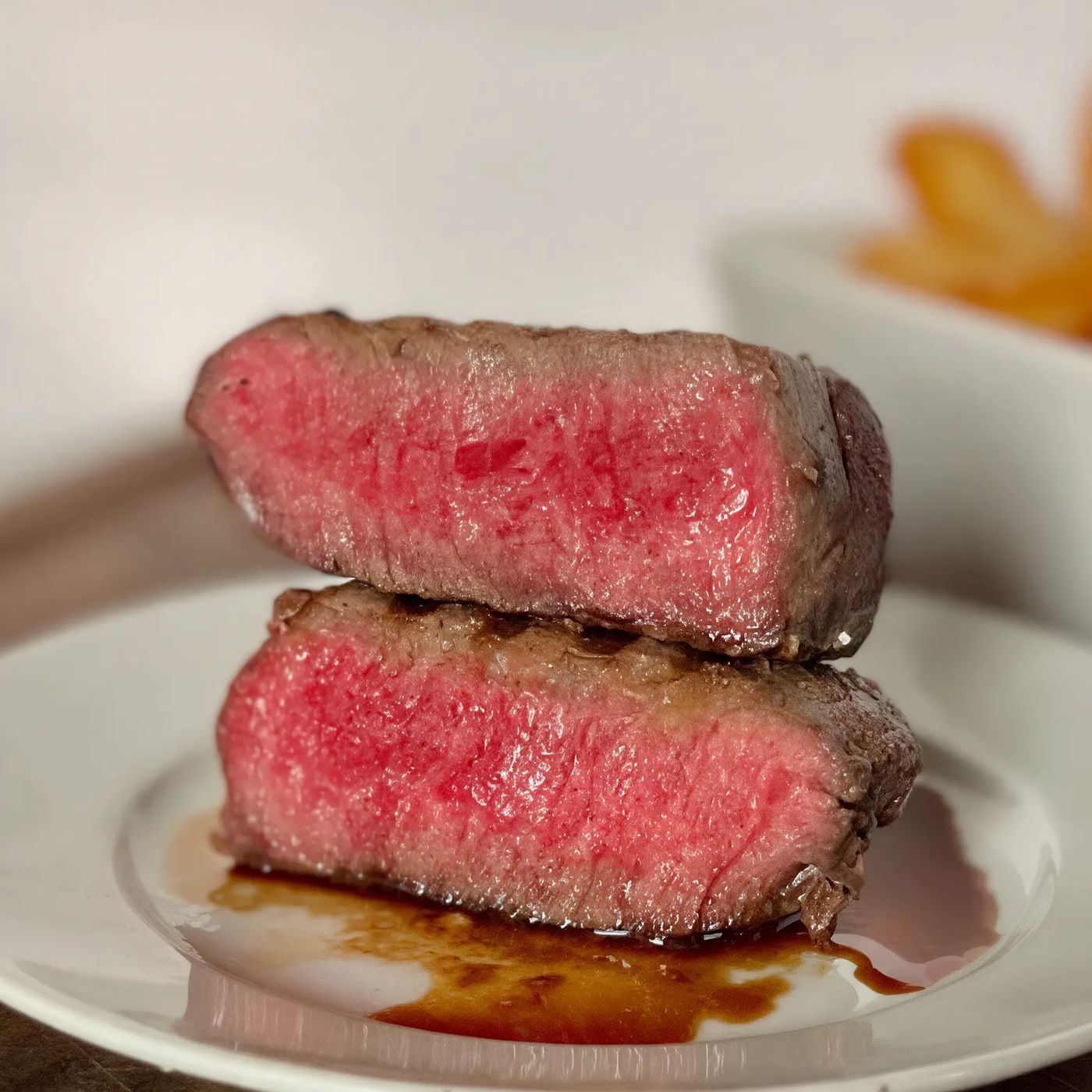 Cooked Wagyu fillet sliced and rested