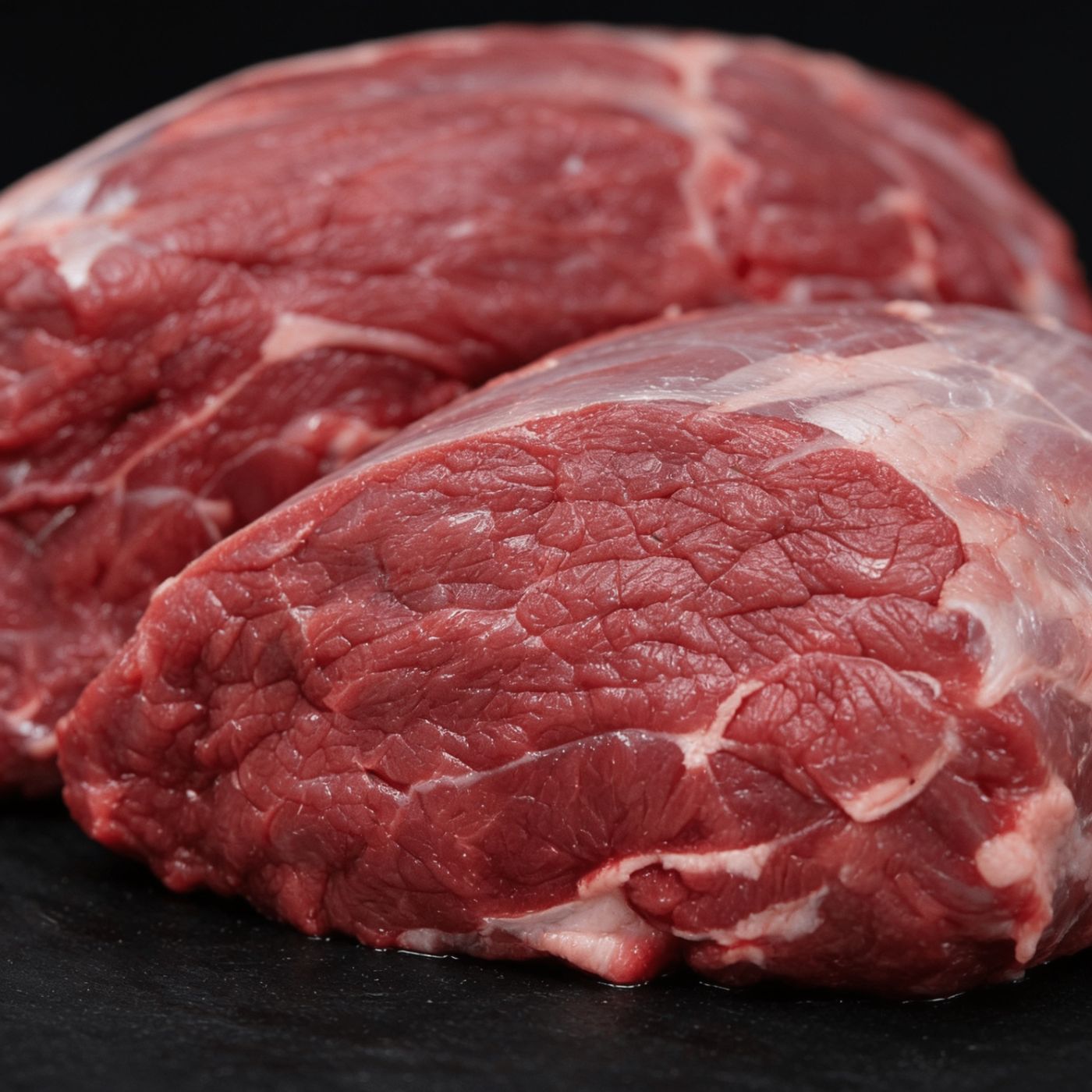 Close-up of halal beef marbling from UK supplier