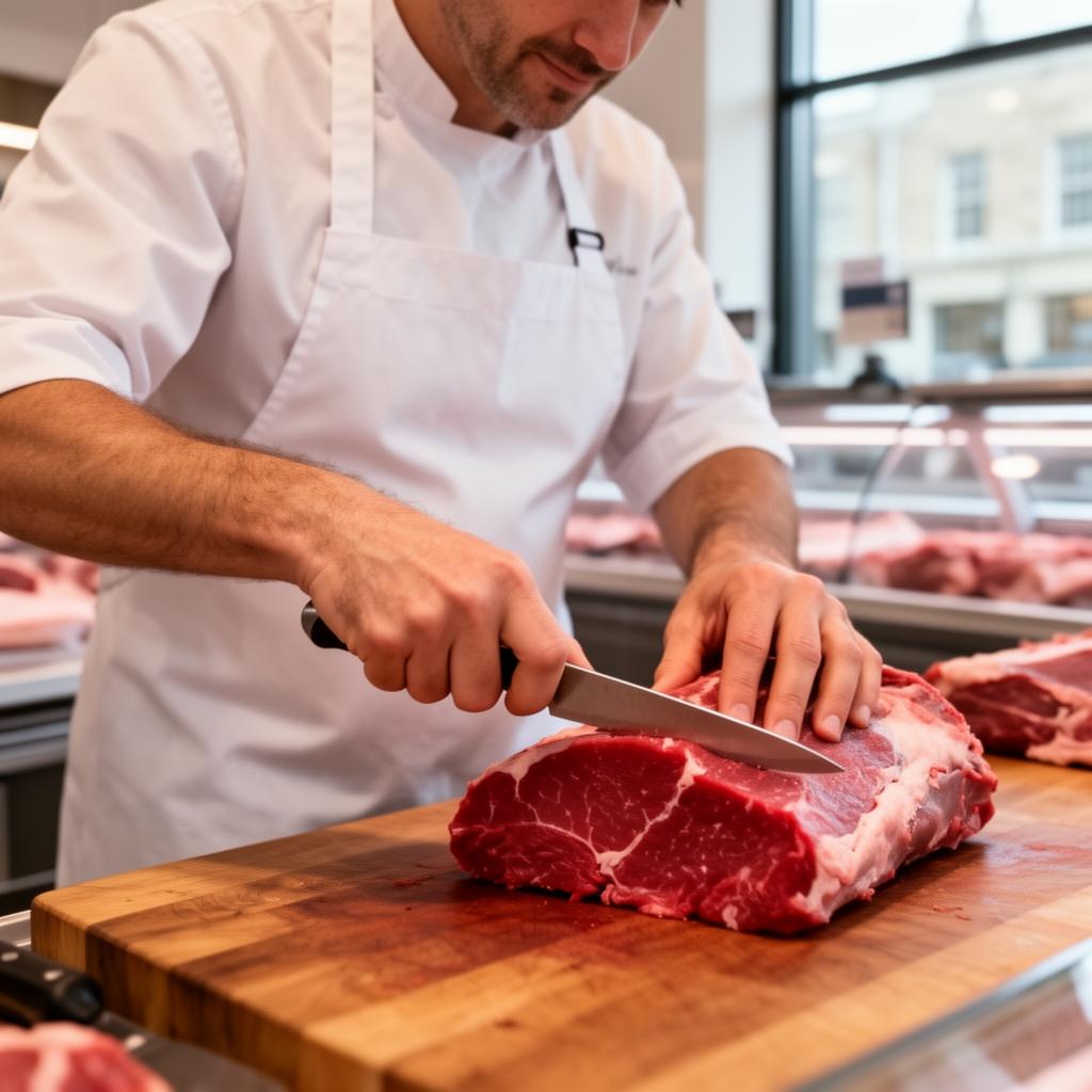 Adams Farm Foods butcher at work